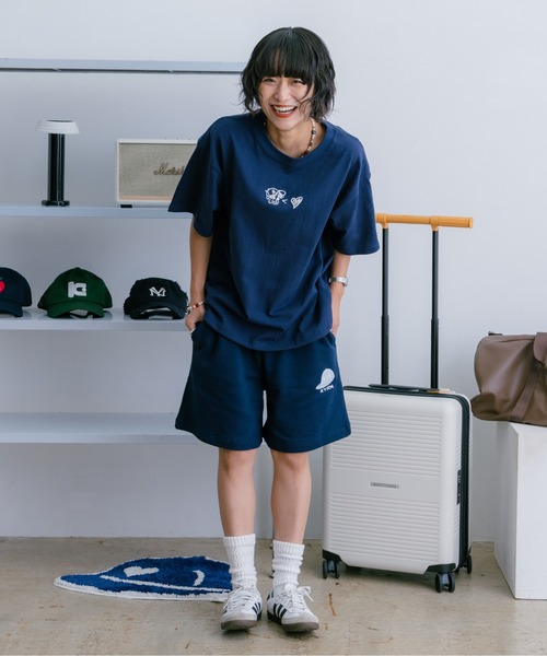スウェットショーツ　ハーフパンツ　ネイビーM　  kaoyorinakami パンツ CAP LOGO SWEATPANTS / キャップロゴスウェット