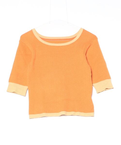 Kastane（カスタネ） 7分袖ニット FREE オレンジ レディース