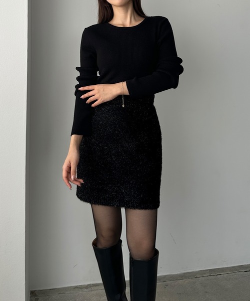 Louere（ルエレ） スカート キラキラシャギーニットミニスカート