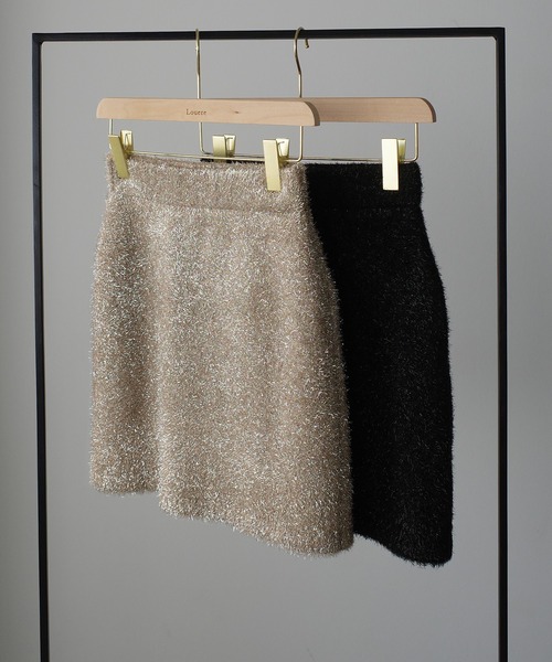 Louere（ルエレ） スカート キラキラシャギーニットミニスカート