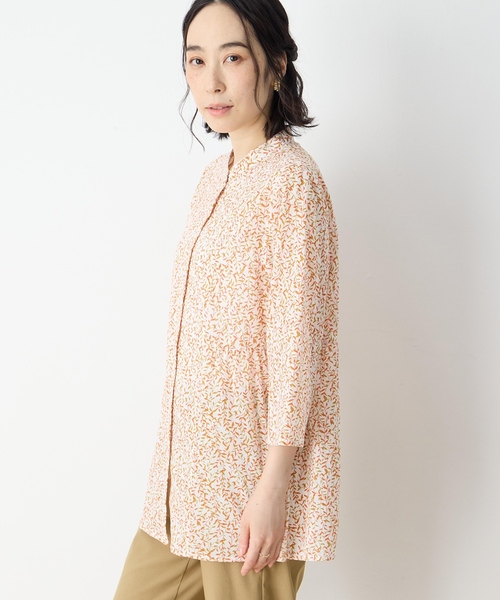 ブラウス シャツ プリントロングシャツ「オーガニックコットン100%・大きいサイズあり」 レディース