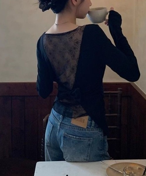 tシャツ 後ろ姿もかわいい長袖シアートップス レディース : ZOZOTOWN