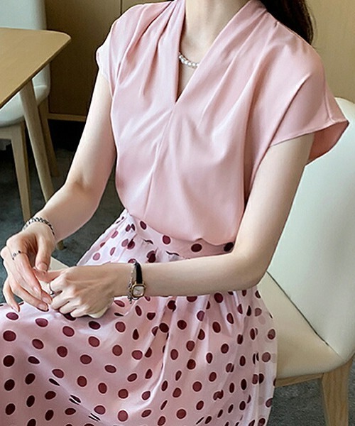 「COCOMOMO」 半袖ブラウス FREE ブルー レディース_画像3