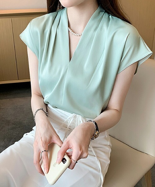 「COCOMOMO」 半袖ブラウス FREE ブルー レディース_画像6