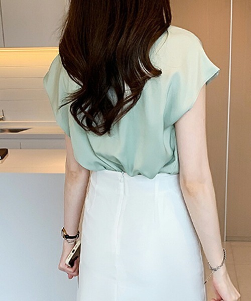 「COCOMOMO」 半袖ブラウス FREE ブルー レディース_画像8