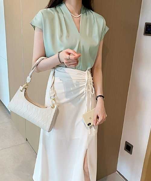 「COCOMOMO」 半袖ブラウス FREE ブルー レディース_画像9