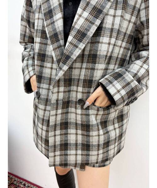 EVRIS - ルーズロングテーラードジャケット♡エヴリス！コート EVRIS（エヴリス） ジャケット テーラードジャケット チェックルーズ