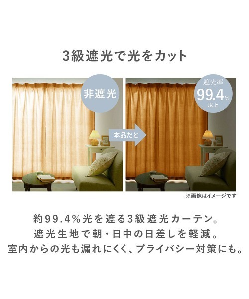 iellio インテリア 「3級遮光」カーテン＆レース4枚組（同色タッセル付
