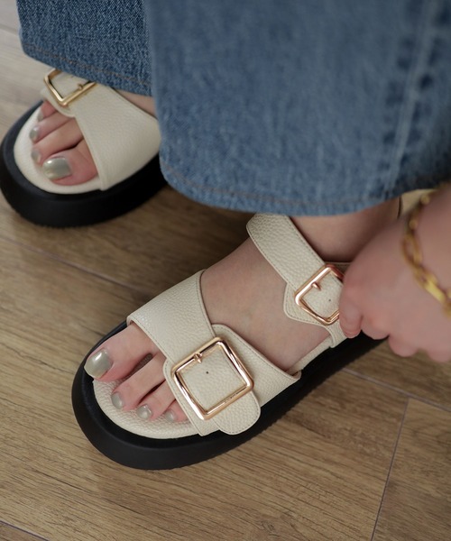 「SESTO」 フラットサンダル LL アイボリー レディース_画像2