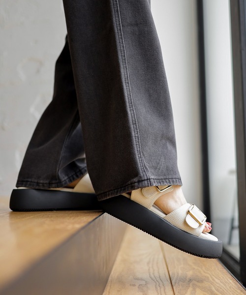 「SESTO」 フラットサンダル LL アイボリー レディース_画像9