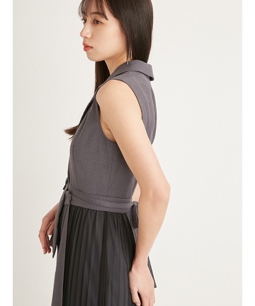 SNIDEL ノースリーブ ブラック ロングワンピース専用 SNIDEL スナイデル ワンショルリボンニットワンピース