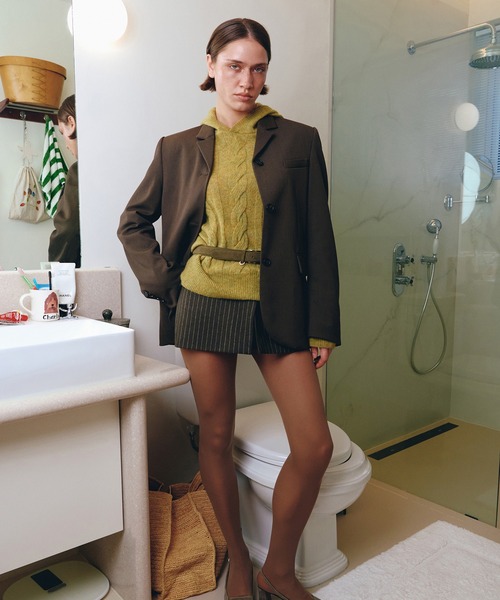 ★送料無料★シルク混✨KUMIKYOKU　ピンストライプ 1ボタン フレアパンツ Kijun パンツ Kijun/キジュン Pin Stripe Wrap Shorts 巻き