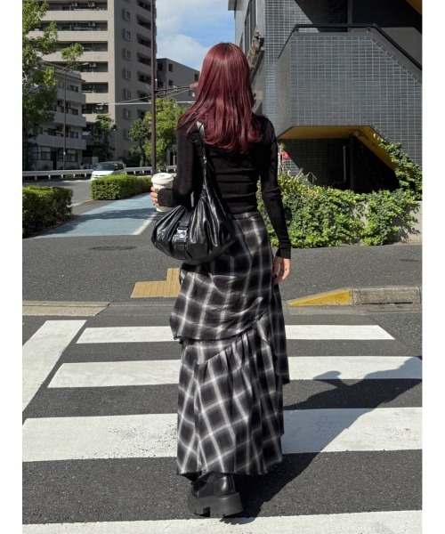 SLY（スライ） スカート 「再入荷」PLAID LAYERED L/SK プレイド