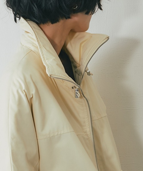 ステンカラーコート コート 襟バイカラーダブルファスナー中綿コート