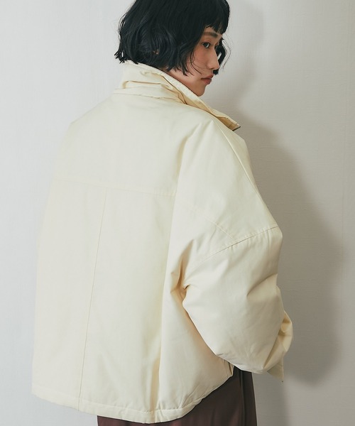 ステンカラーコート コート 襟バイカラーダブルファスナー中綿コート