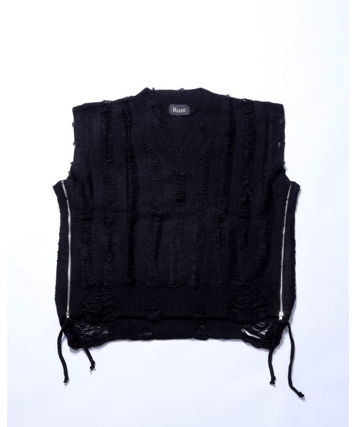ニット/セーター kudos knit best Ruze セーター ニット Side zip damage knit vest / サイドジップ