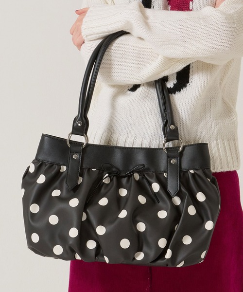 TINA：JOJUN（ティーナジョジュン） ハンドバッグ ドット柄 ギャザー