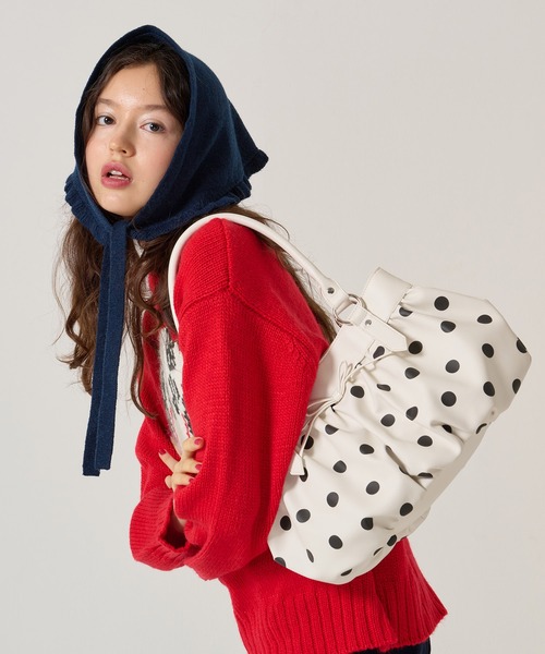 tinajojun ドット柄 ギャザー バッグ TINA：JOJUN（ティーナジョジュン） ハンドバッグ ドット柄 ギャザー