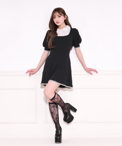 「apres jour」 半袖ワンピース X-LARGE ネイビー レディース_画像3