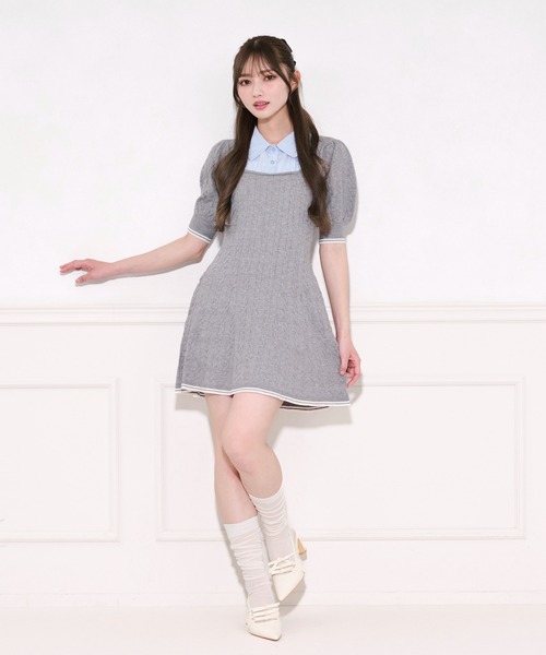 「apres jour」 半袖ワンピース X-LARGE ネイビー レディース_画像6