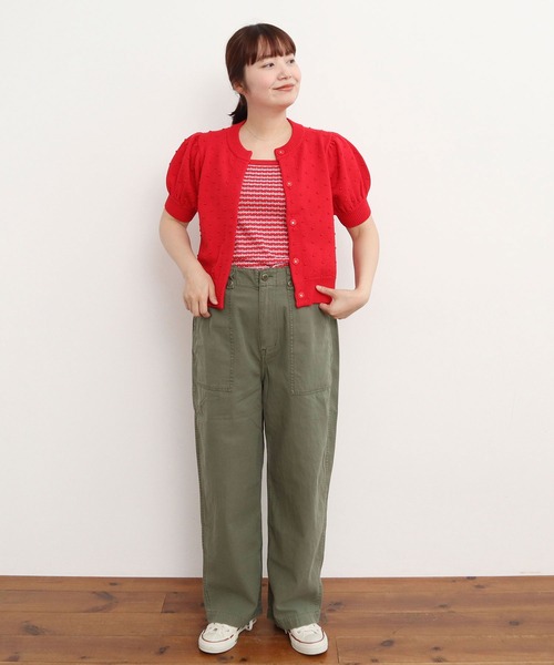 CHILD WOMAN（チャイルドウーマン） カーディガン 半袖 つぶつぶ編み