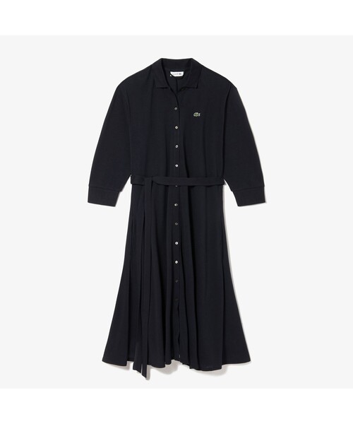 ラコステ　テニスワンピース　34（日本S またはXS） LACOSTE（ラコステ） 7分袖ワンピース 34 ブラック レディース