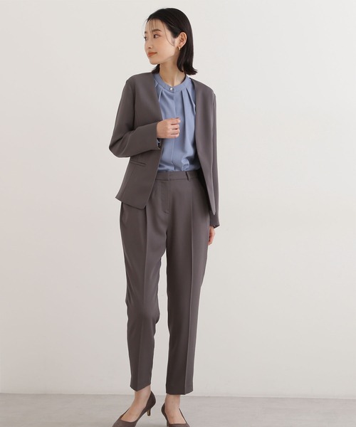 「NATURAL BEAUTY BASIC」 ノーカラージャケット SMALL グレー レディース_画像5