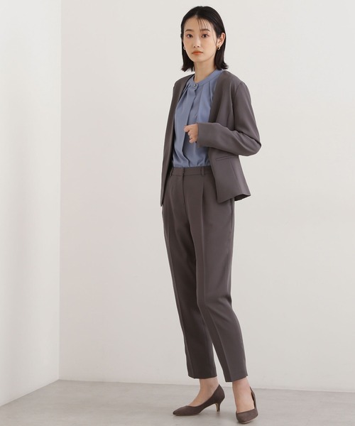 「NATURAL BEAUTY BASIC」 ノーカラージャケット SMALL グレー レディース_画像6