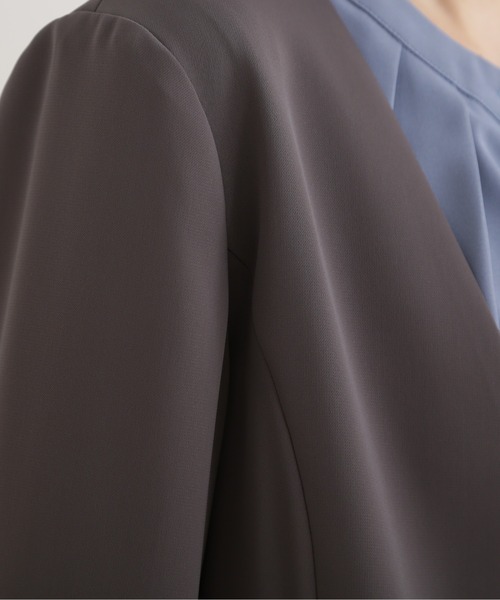 「NATURAL BEAUTY BASIC」 ノーカラージャケット SMALL グレー レディース_画像7