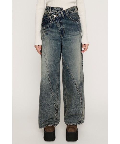 SLY J／W SWITCHING STRAIGHT パンツ D/BLU SLY | 【1BUY5％OFF CAMPAIGN】J／W SWITCHING STRAIGHT パンツ