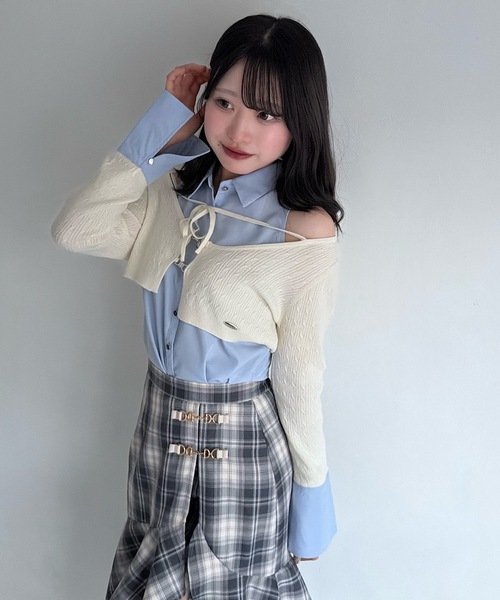 NOMAE（ノーマエ） tシャツ シャツレイヤードケーブルニット