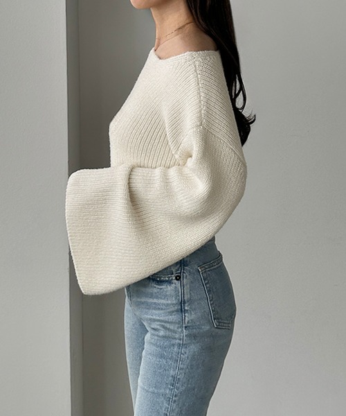 「Louere」 長袖ニット MEDIUM グレイッシュベージュ レディース_画像5