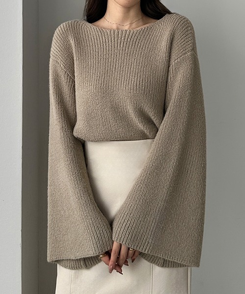 「Louere」 長袖ニット MEDIUM グレイッシュベージュ レディース_画像7