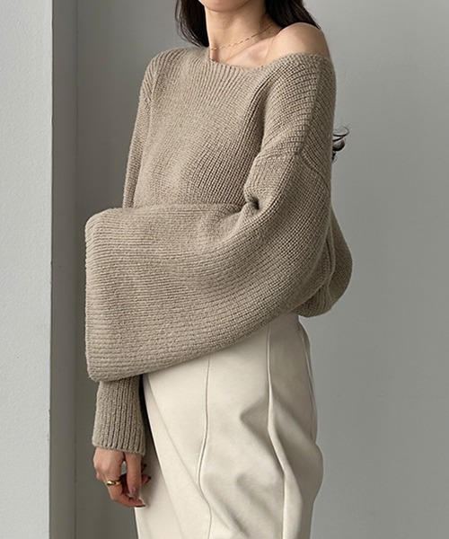 「Louere」 長袖ニット MEDIUM グレイッシュベージュ レディース_画像8