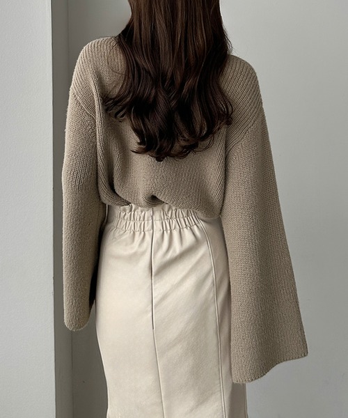 「Louere」 長袖ニット MEDIUM グレイッシュベージュ レディース_画像9