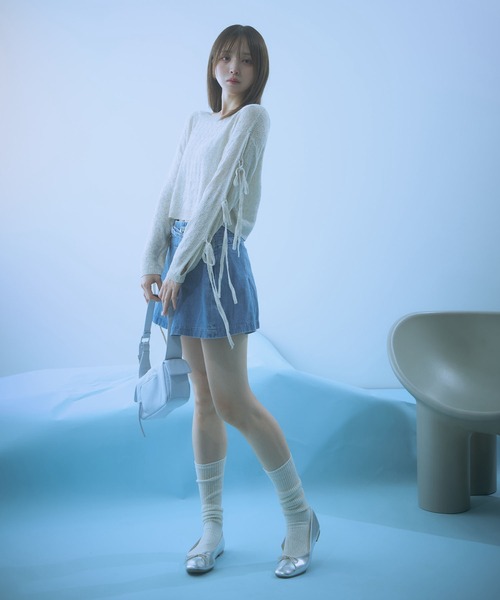 「Auntie Rosa」 長袖ニット FREE ブルーグレー レディース_画像8