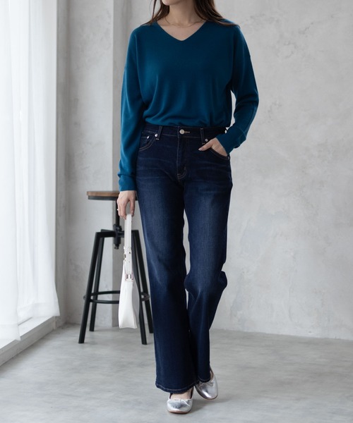 「EDWIN」 ブーツカットデニムパンツ X-SMALL ダークネイビー レディース_画像6