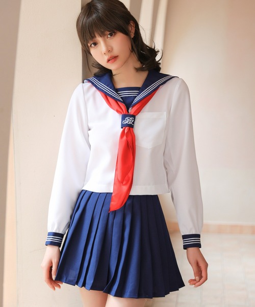 コスプレ 「制服コスプレ3点セット」萌えセーラー服 長袖（手洗い可能