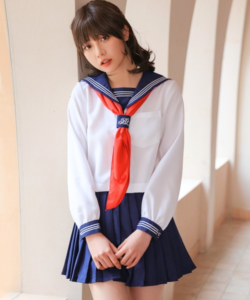 コスプレ 「制服コスプレ3点セット」萌えセーラー服 長袖（手洗い可能