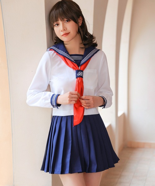 コスプレ 「制服コスプレ3点セット」萌えセーラー服 長袖（手洗い可能