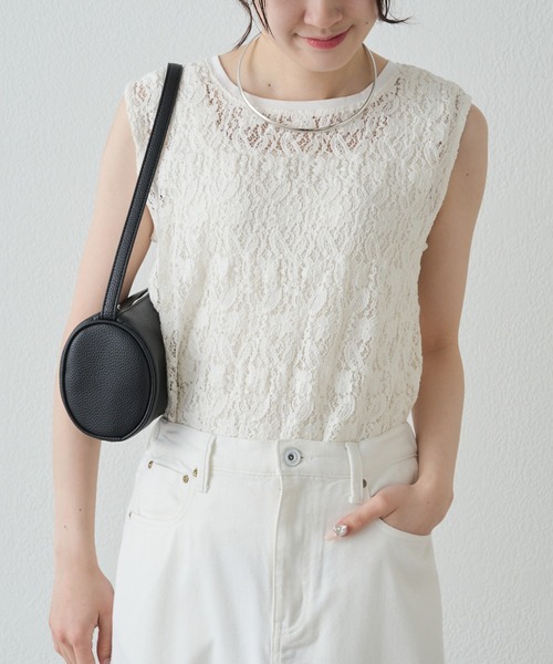 pual ce cin tシャツ ストレッチレースノースリーブTシャツ