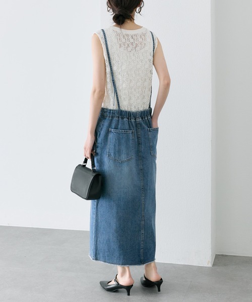 tシャツ ストレッチレースノースリーブＴシャツ レディースの画像