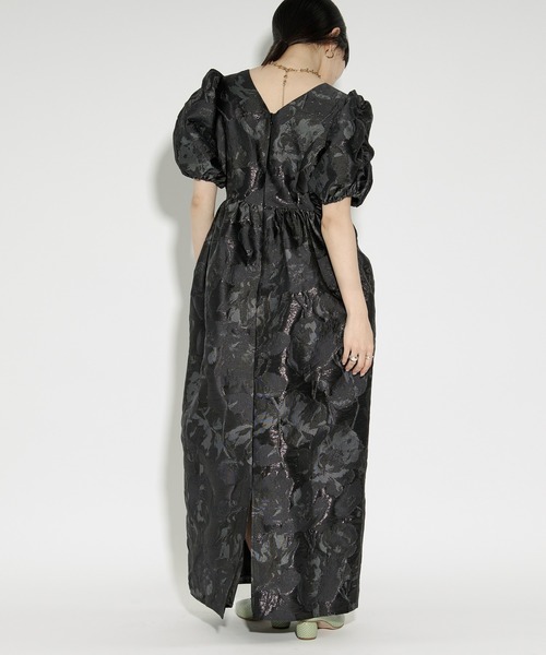 Ezick パーティードレス ドレス 3set jaguard puff dress ボウタイツキ