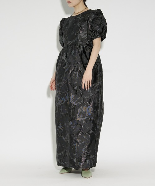 Ezick パーティードレス ドレス 3set jaguard puff dress ボウタイツキ