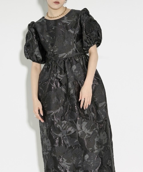 Ezick パーティードレス ドレス 3set jaguard puff dress ボウタイツキ