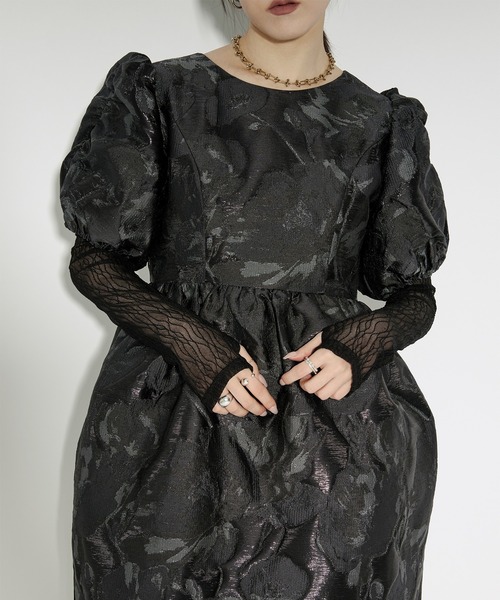 Ezick パーティードレス ドレス 3set jaguard puff dress ボウタイツキ