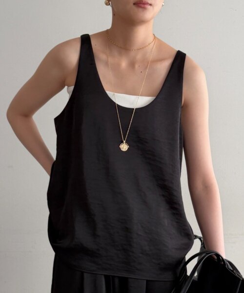 2wayノースリサテンチュニック　　ラウンジドレス Loungedress（ラウンジドレス） タンクトップ ノースリーブ 「新色登場