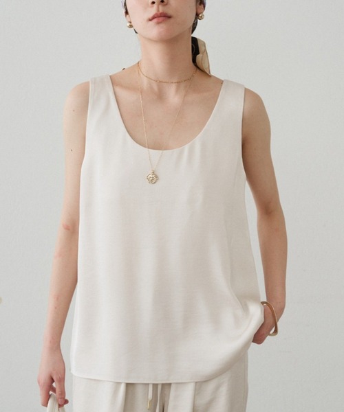 2wayノースリサテンチュニック　　ラウンジドレス Loungedress（ラウンジドレス） タンクトップ ノースリーブ 「新色登場