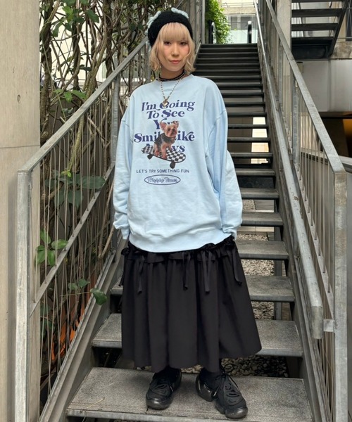 「Candy Stripper」 長袖ワンピース 2 ライトブルー レディース_画像9