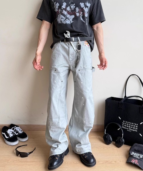 Ressaca（レサーカ） ワイドパンツ パンツ ルーズシルエットペイント風